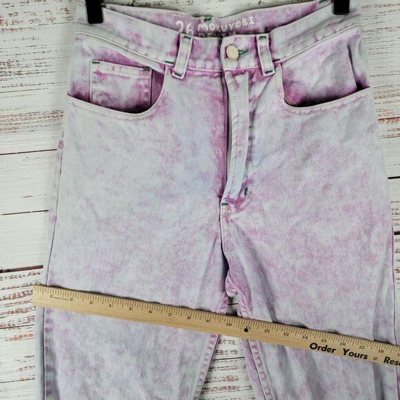 Mokuyobi Denim Jeans Womens 26 Lavender Acid Wash High Rise Tapered Pants Retro - Picture 3 of 15